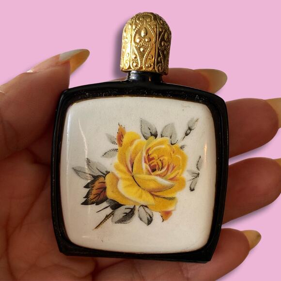 Austrian Pompadour Vintage Perfume Bottle Porcelain Hand Painted with Flowers - Picture 2 of 5